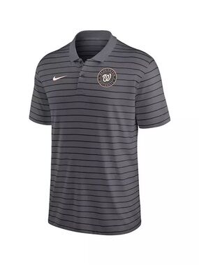 Nike Washington Nationals City Connect Polo Shirt in Gray w/ Horizontal Stripe.